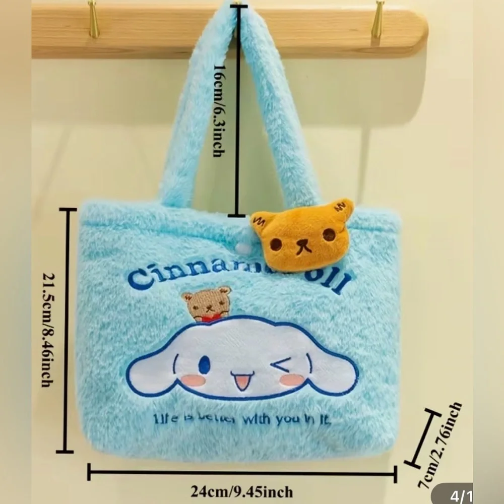 ❤️❤️SANRIO MYSTERY BUNDLE w/ Blue Cinnamoroll Plush Tote Bag Snap Closure